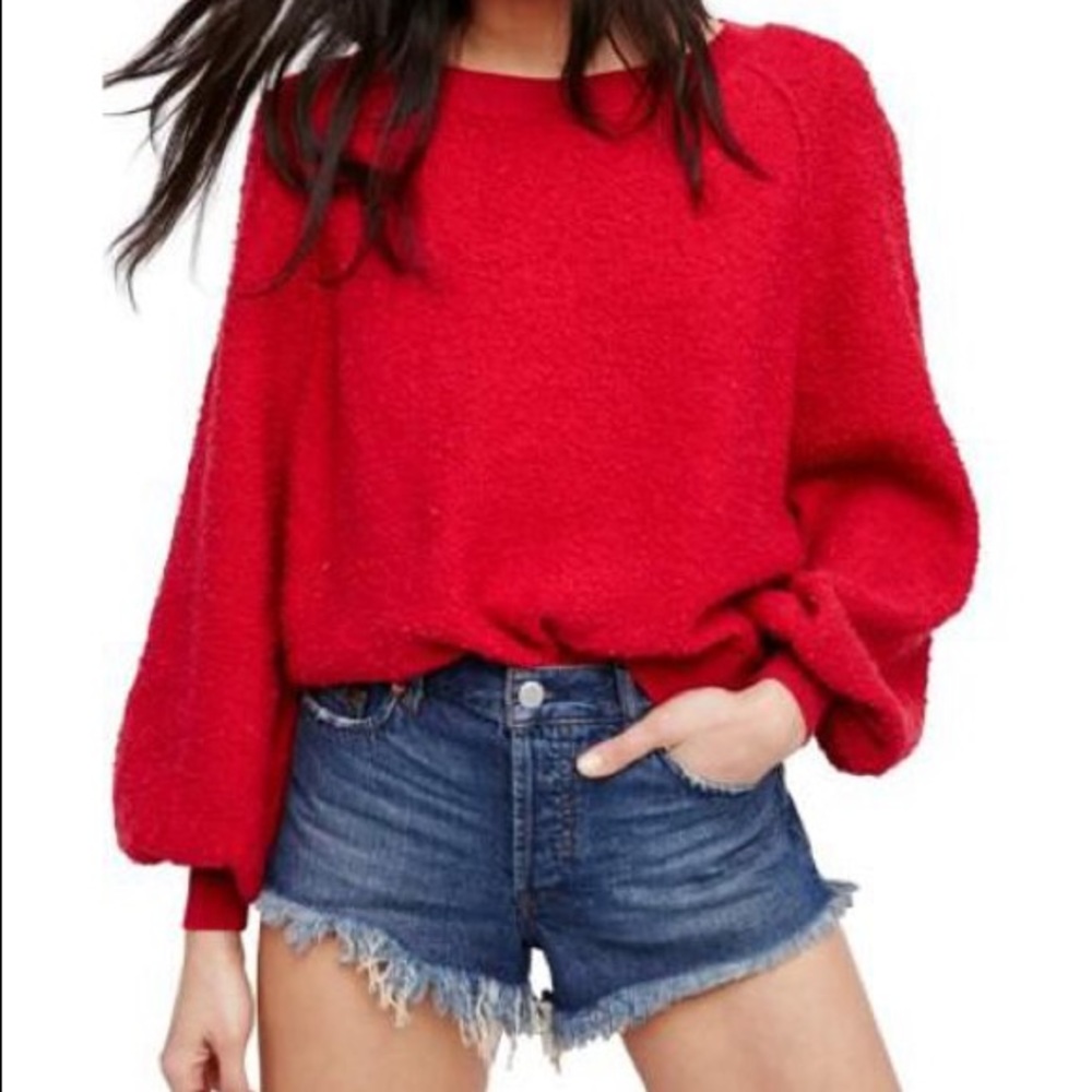 Red Free People pullover